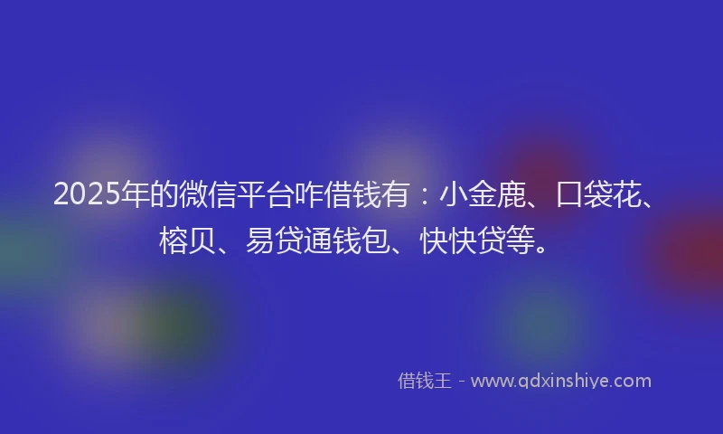 2025年的微信平台咋借钱有：小金鹿、口袋花、榕贝、易贷通钱包、快快贷等。