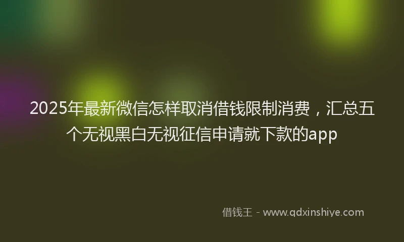 2025年最新微信怎样取消借钱限制消费，汇总五个无视黑白无视征信申请就下款的app