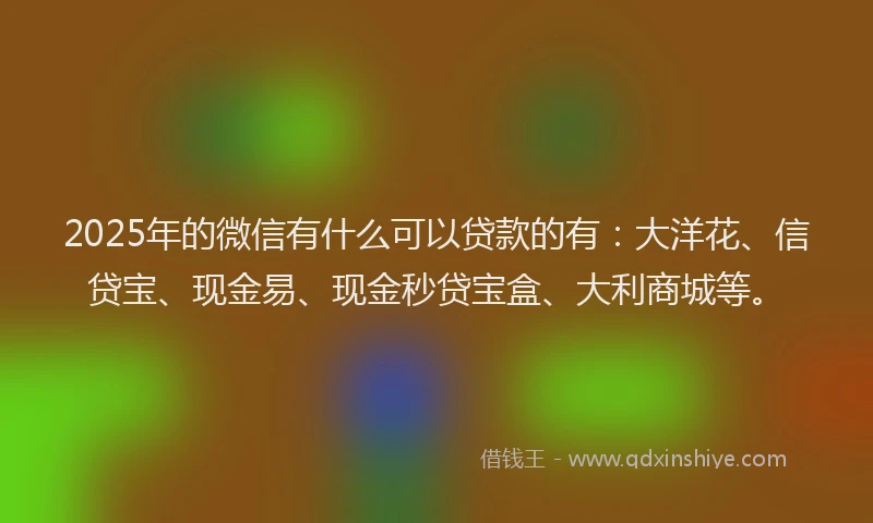 2025年的微信有什么可以贷款的有：大洋花、信贷宝、现金易、现金秒贷宝盒、大利商城等。