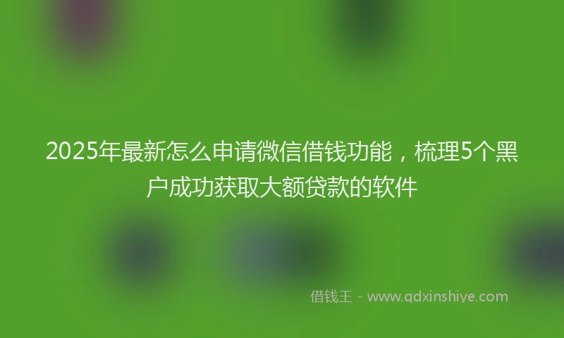2025年最新怎么申请微信借钱功能，梳理5个黑户成功获取大额贷款的软件