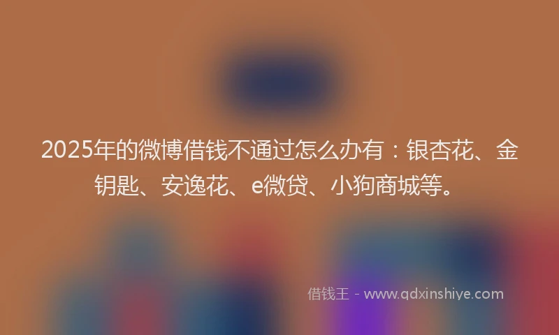 2025年的微博借钱不通过怎么办有：银杏花、金钥匙、安逸花、e微贷、小狗商城等。