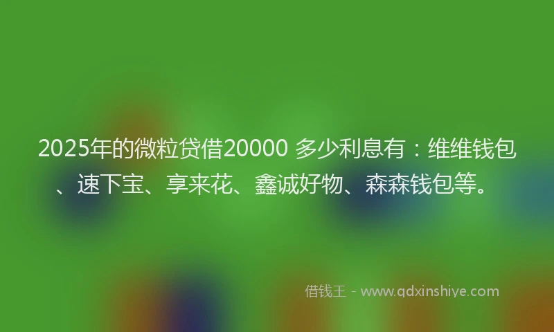2025年的微粒贷借20000 多少利息有：维维钱包、速下宝、享来花、鑫诚好物、森森钱包等。