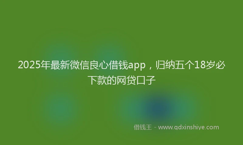 2025年最新微信良心借钱app，归纳五个18岁必下款的网贷口子