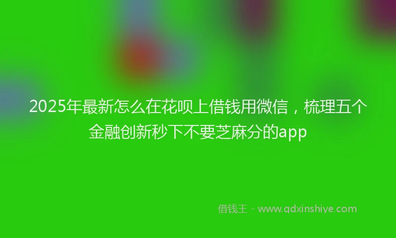 2025年最新怎么在花呗上借钱用微信，梳理五个金融创新秒下不要芝麻分的app