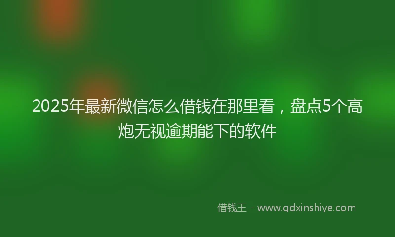 2025年最新微信怎么借钱在那里看，盘点5个高炮无视逾期能下的软件