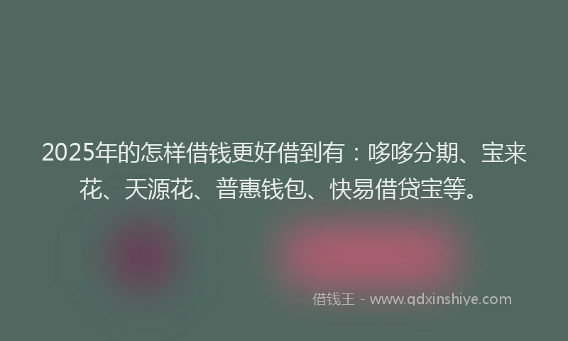 2025年的怎样借钱更好借到有：哆哆分期、宝来花、天源花、普惠钱包、快易借贷宝等。