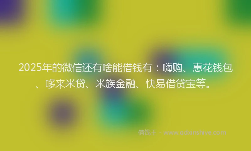 2025年的微信还有啥能借钱有：嗨购、惠花钱包、哆来米贷、米族金融、快易借贷宝等。