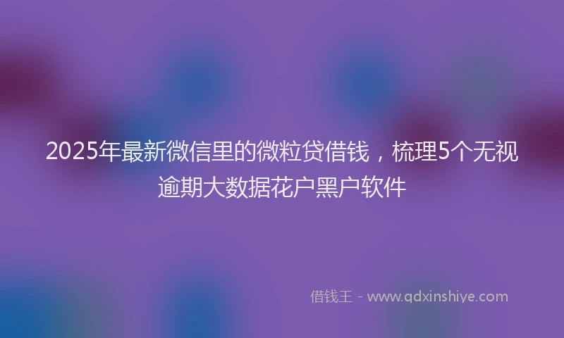 2025年最新微信里的微粒贷借钱，梳理5个无视逾期大数据花户黑户软件