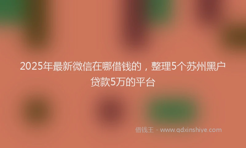 2025年最新微信在哪借钱的，整理5个苏州黑户贷款5万的平台