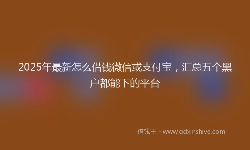 2025年最新怎么借钱微信或支付宝，汇总五个黑户都能下的平台