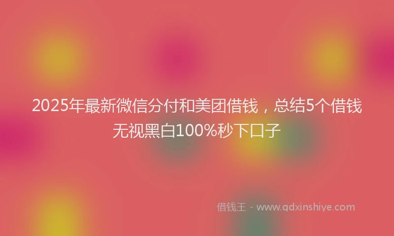 2025年最新微信分付和美团借钱，总结5个借钱无视黑白100%秒下口子