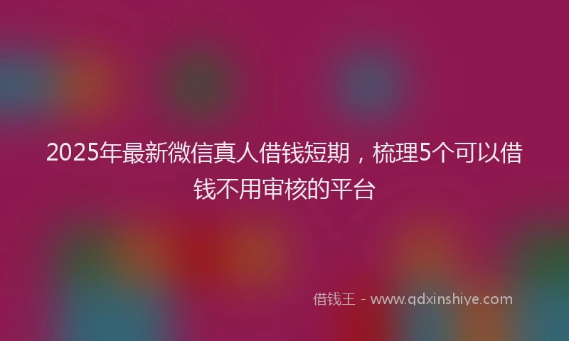 2025年最新微信真人借钱短期，梳理5个可以借钱不用审核的平台