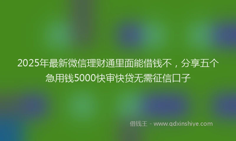 2025年最新微信理财通里面能借钱不，分享五个急用钱5000快审快贷无需征信口子