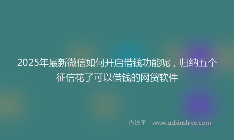 2025年最新微信如何开启借钱功能呢，归纳五个征信花了可以借钱的网贷软件