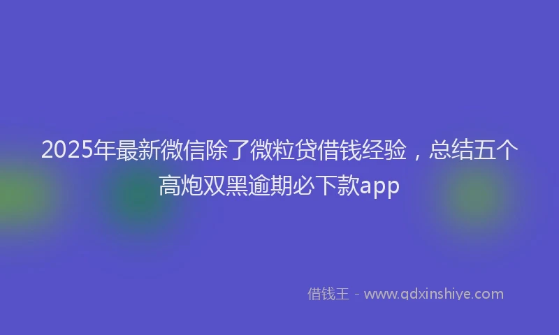 2025年最新微信除了微粒贷借钱经验，总结五个高炮双黑逾期必下款app