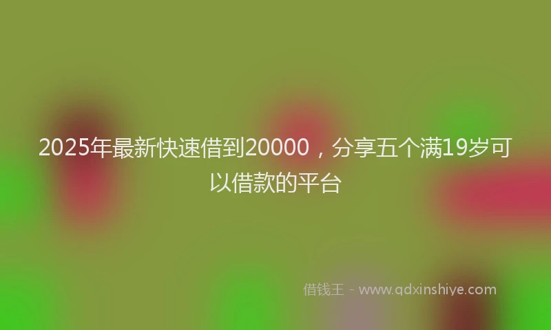 2025年最新快速借到20000，分享五个满19岁可以借款的平台