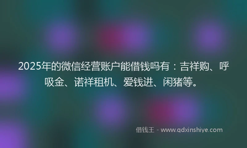 2025年的微信经营账户能借钱吗有：吉祥购、呼吸金、诺祥租机、爱钱进、闲猪等。