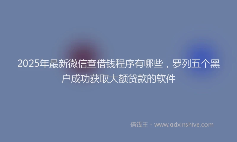 2025年最新微信查借钱程序有哪些，罗列五个黑户成功获取大额贷款的软件