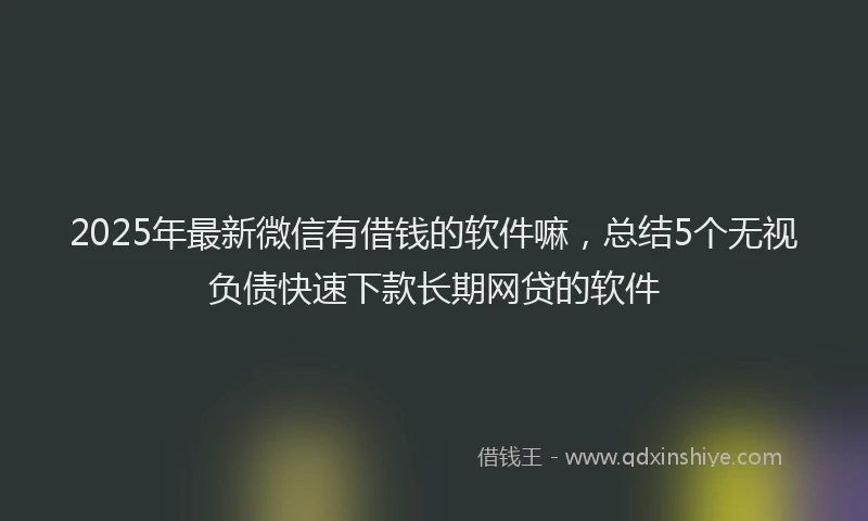 2025年最新微信有借钱的软件嘛，总结5个无视负债快速下款长期网贷的软件