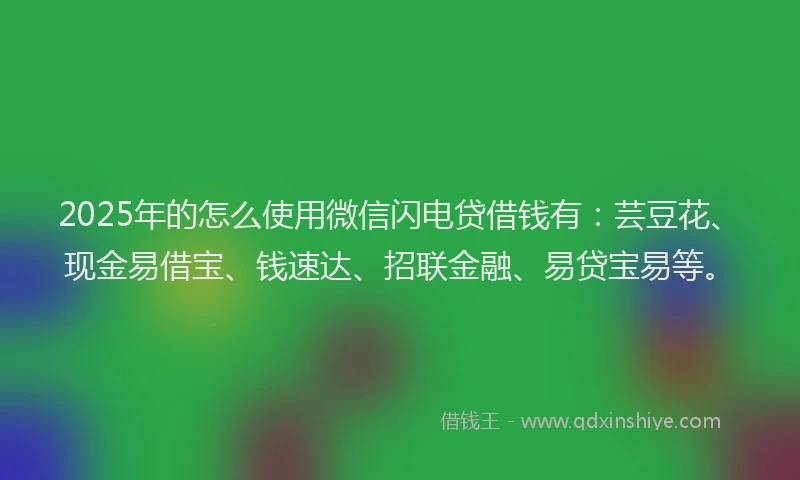 2025年的怎么使用微信闪电贷借钱有：芸豆花、现金易借宝、钱速达、招联金融、易贷宝易等。