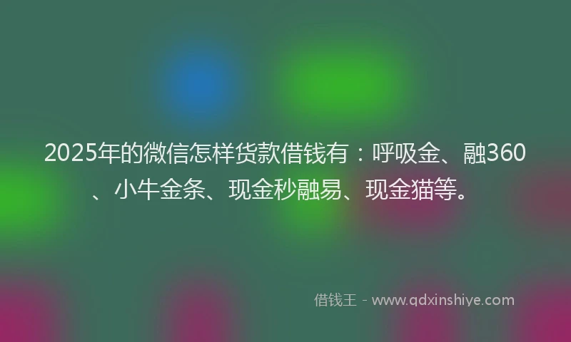 2025年的微信怎样货款借钱有：呼吸金、融360、小牛金条、现金秒融易、现金猫等。