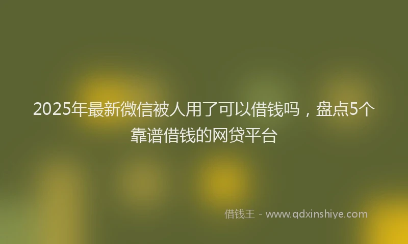 2025年最新微信被人用了可以借钱吗，盘点5个靠谱借钱的网贷平台