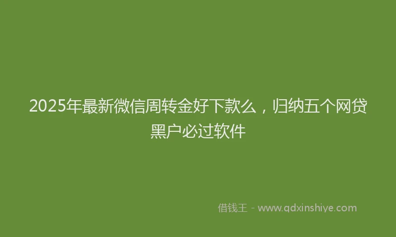 2025年最新微信周转金好下款么，归纳五个网贷黑户必过软件