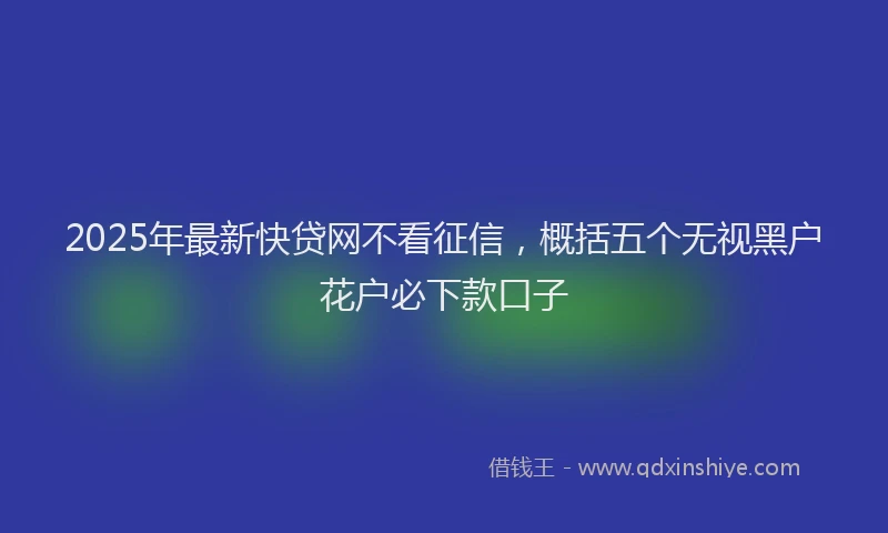 2025年最新快贷网不看征信，概括五个无视黑户花户必下款口子
