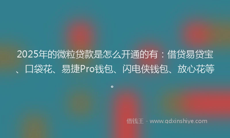 2025年的微粒贷款是怎么开通的有：借贷易贷宝、口袋花、易捷Pro钱包、闪电侠钱包、放心花等。