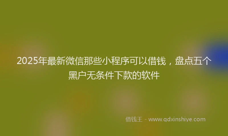 2025年最新微信那些小程序可以借钱，盘点五个黑户无条件下款的软件