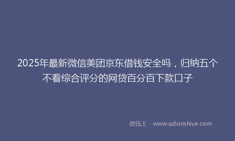 2025年最新微信美团京东借钱安全吗，归纳五个不看综合评分的网贷百分百下款口子