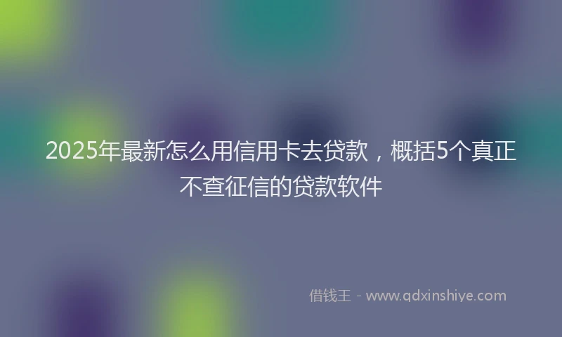 2025年最新怎么用信用卡去贷款，概括5个真正不查征信的贷款软件