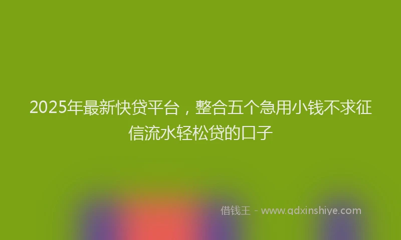 2025年最新快贷平台，整合五个急用小钱不求征信流水轻松贷的口子
