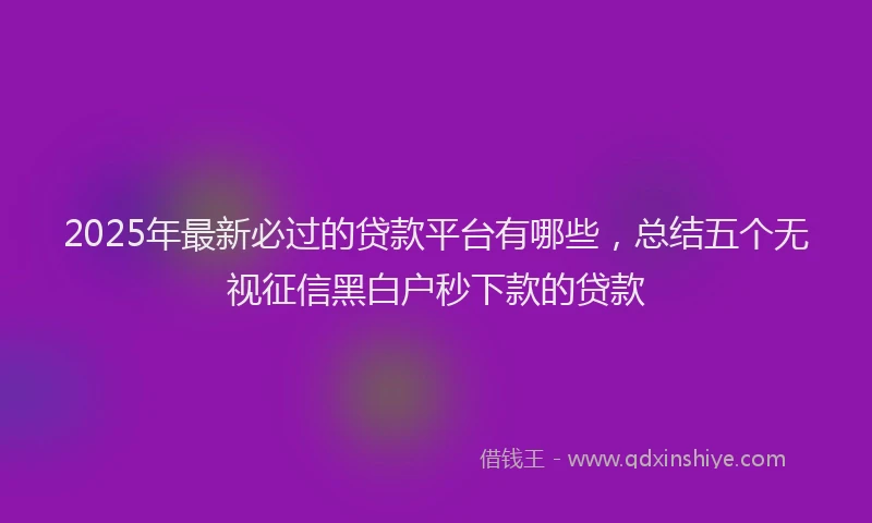 2025年最新必过的贷款平台有哪些，总结五个无视征信黑白户秒下款的贷款