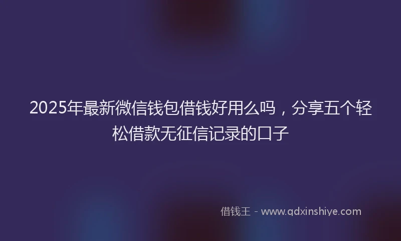 2025年最新微信钱包借钱好用么吗，分享五个轻松借款无征信记录的口子