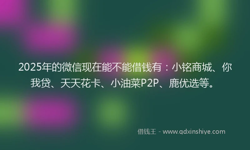 2025年的微信现在能不能借钱有：小铭商城、你我贷、天天花卡、小油菜P2P、鹿优选等。