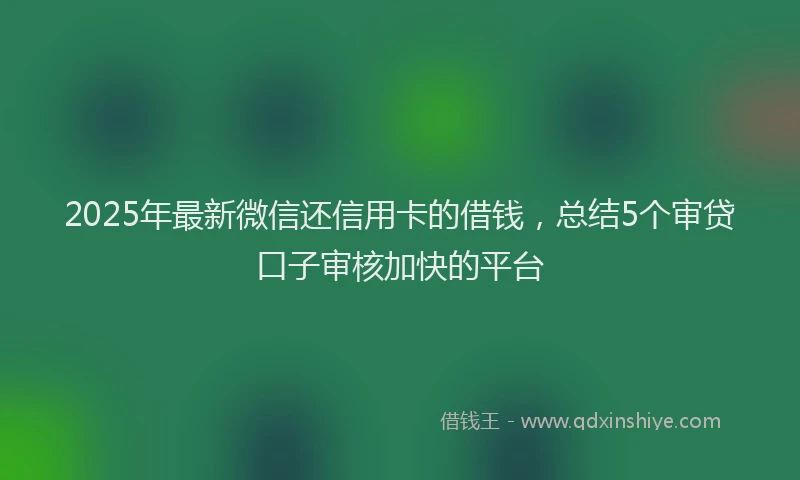 2025年最新微信还信用卡的借钱，总结5个审贷口子审核加快的平台