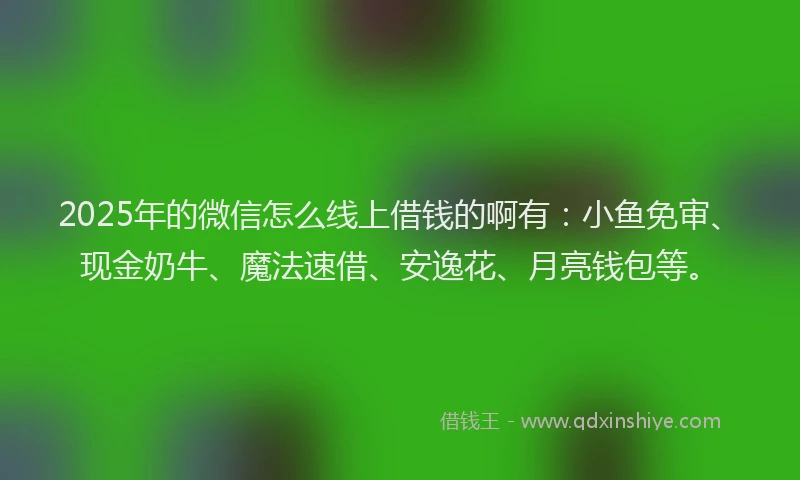 2025年的微信怎么线上借钱的啊有：小鱼免审、现金奶牛、魔法速借、安逸花、月亮钱包等。