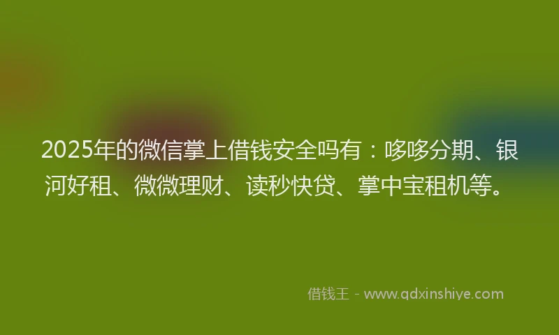 2025年的微信掌上借钱安全吗有：哆哆分期、银河好租、微微理财、读秒快贷、掌中宝租机等。