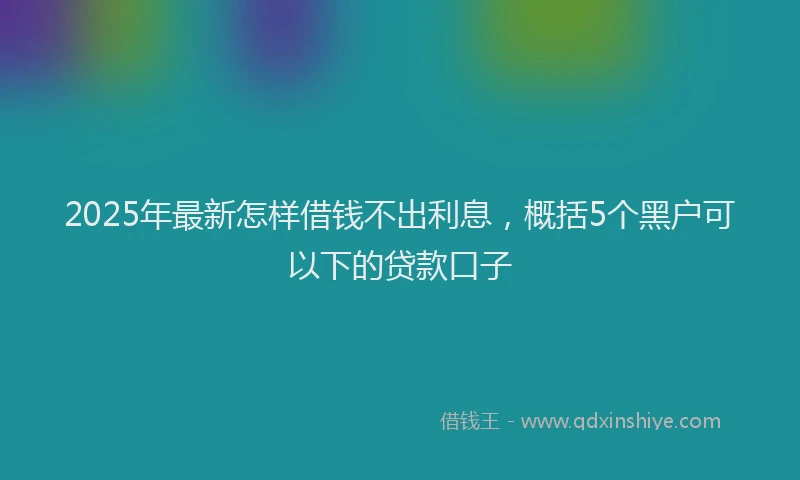 2025年最新怎样借钱不出利息，概括5个黑户可以下的贷款口子