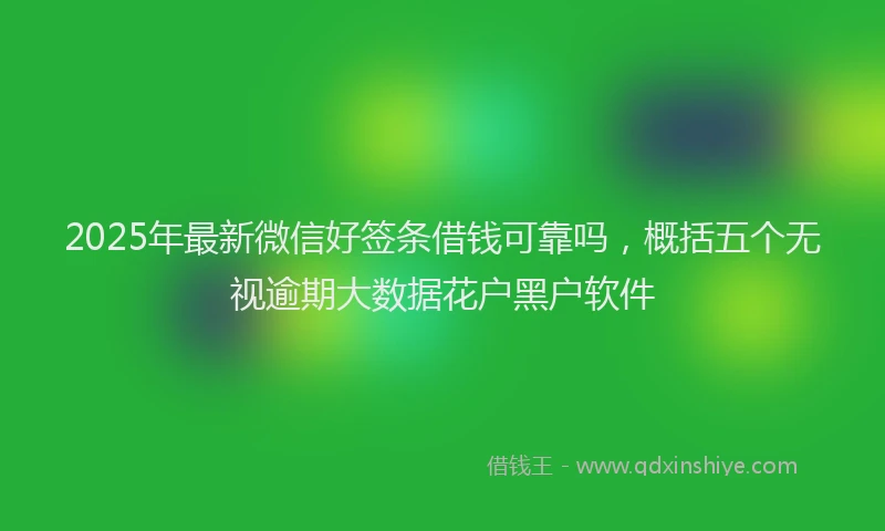 2025年最新微信好签条借钱可靠吗，概括五个无视逾期大数据花户黑户软件