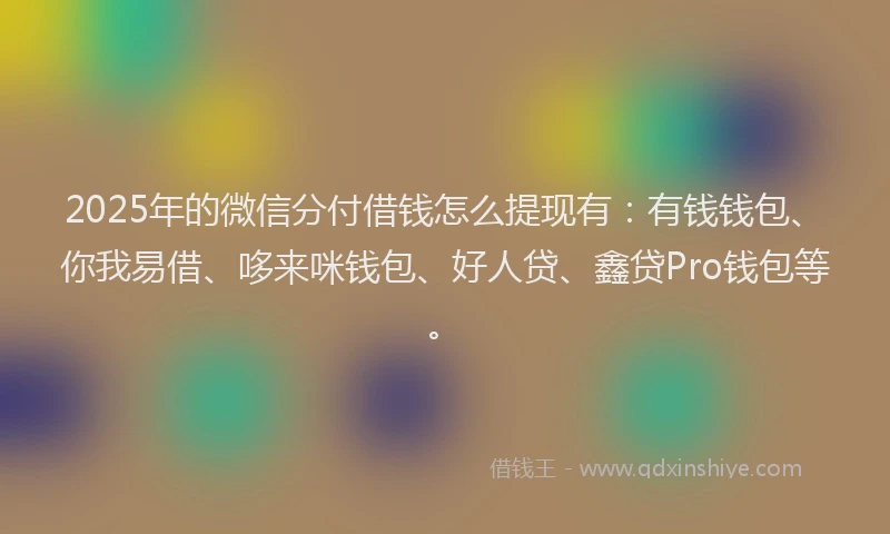 2025年的微信分付借钱怎么提现有：有钱钱包、你我易借、哆来咪钱包、好人贷、鑫贷Pro钱包等。