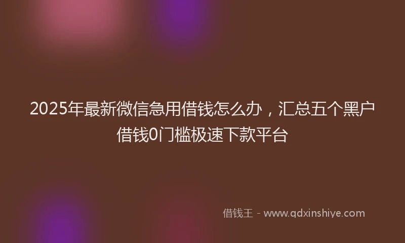 2025年最新微信急用借钱怎么办，汇总五个黑户借钱0门槛极速下款平台