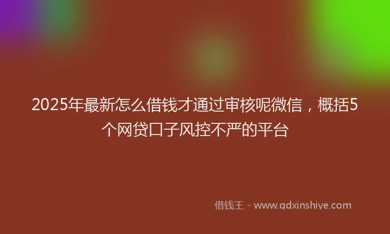 2025年最新怎么借钱才通过审核呢微信，概括5个网贷口子风控不严的平台