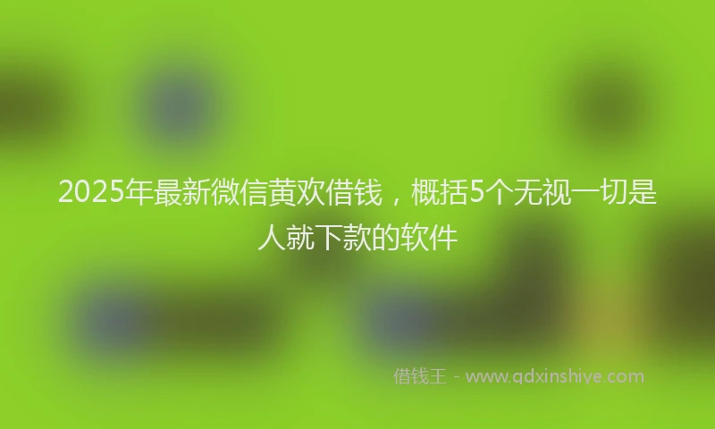 2025年最新微信黄欢借钱，概括5个无视一切是人就下款的软件