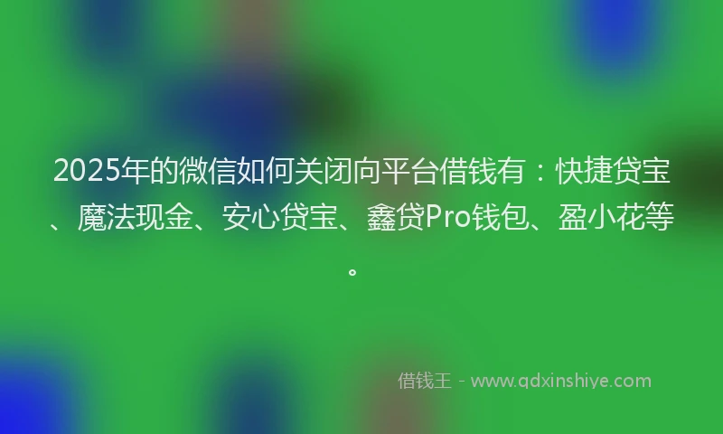 2025年的微信如何关闭向平台借钱有：快捷贷宝、魔法现金、安心贷宝、鑫贷Pro钱包、盈小花等。