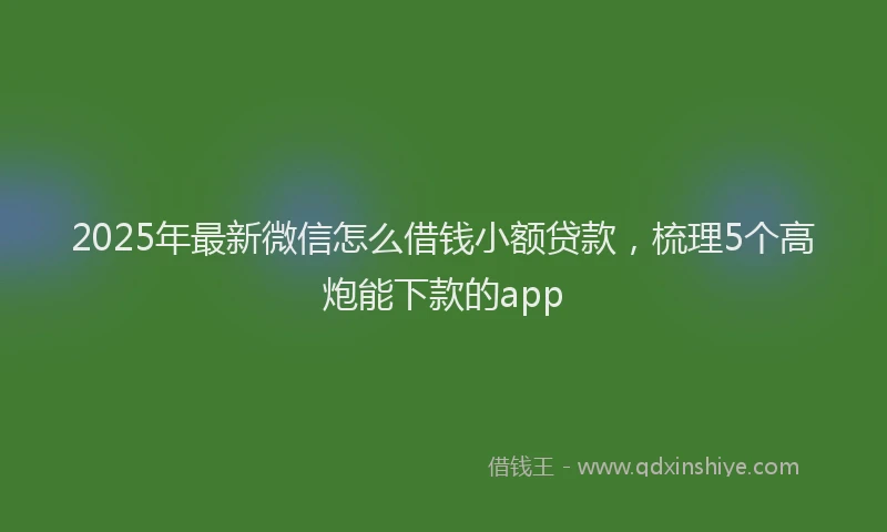 2025年最新微信怎么借钱小额贷款，梳理5个高炮能下款的app