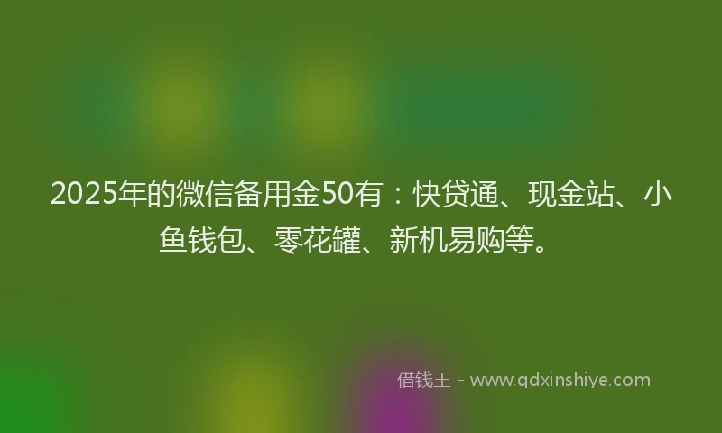 2025年的微信备用金50有：快贷通、现金站、小鱼钱包、零花罐、新机易购等。