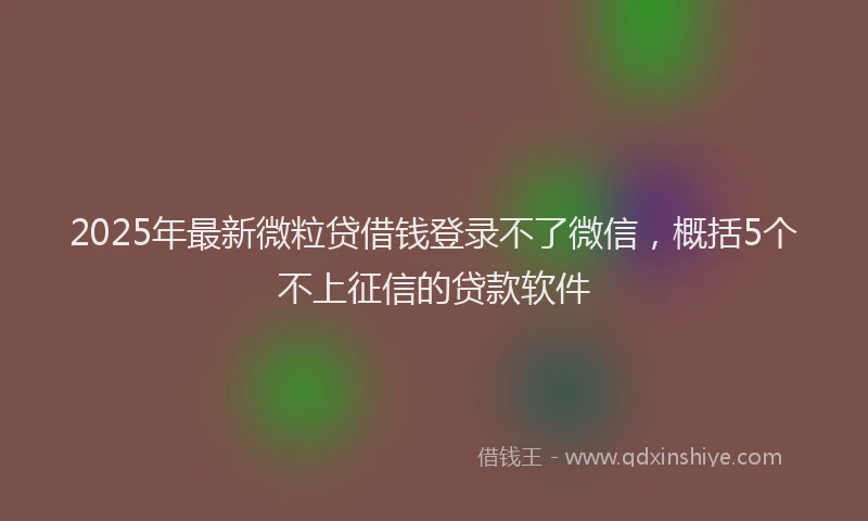 2025年最新微粒贷借钱登录不了微信，概括5个不上征信的贷款软件
