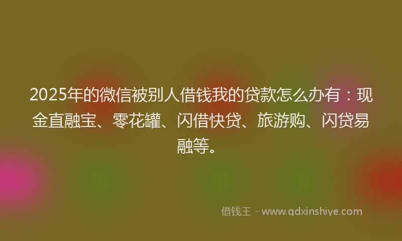 2025年的微信被别人借钱我的贷款怎么办有：现金直融宝、零花罐、闪借快贷、旅游购、闪贷易融等。